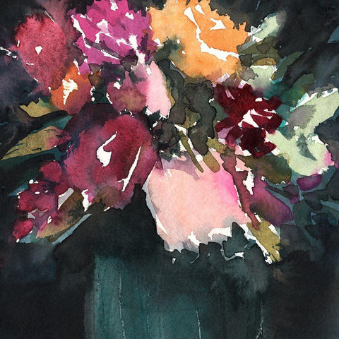 Bouquet Noir I White Modern Wood Framed Art Print by Warren, Annie