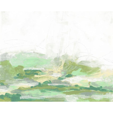 Green Mist Vista I Black Modern Wood Framed Art Print with Double Matting by Vess, June Erica