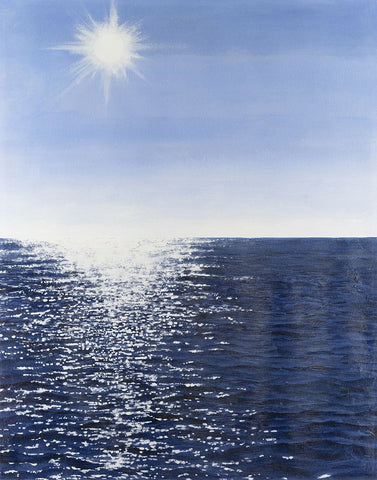 Solar Glitter I White Modern Wood Framed Art Print with Double Matting by Willett, Michael