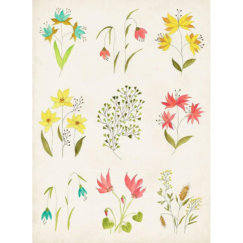Floral Gatherings Grid Black Modern Wood Framed Art Print by Legner, Gayle Martin