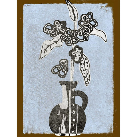 Graphic Flowers in Vase I White Modern Wood Framed Art Print by Wang, Melissa