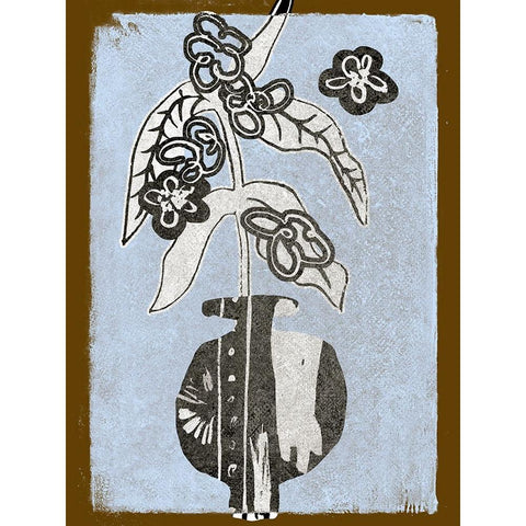 Graphic Flowers in Vase IV Black Modern Wood Framed Art Print with Double Matting by Wang, Melissa