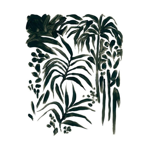 Ink Jungle I White Modern Wood Framed Art Print by Vess, June Erica