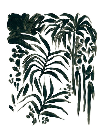 Ink Jungle I White Modern Wood Framed Art Print with Double Matting by Vess, June Erica