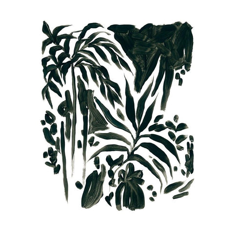 Ink Jungle II Black Modern Wood Framed Art Print with Double Matting by Vess, June Erica