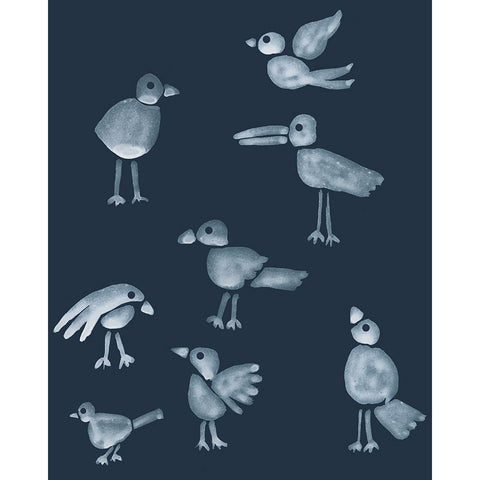 Flock I Black Modern Wood Framed Art Print with Double Matting by Longley, Alicia