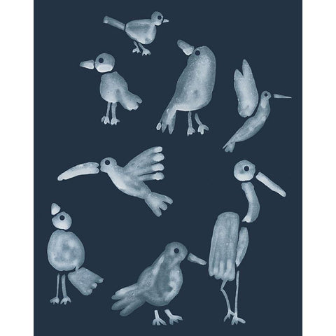 Flock II Black Modern Wood Framed Art Print with Double Matting by Longley, Alicia