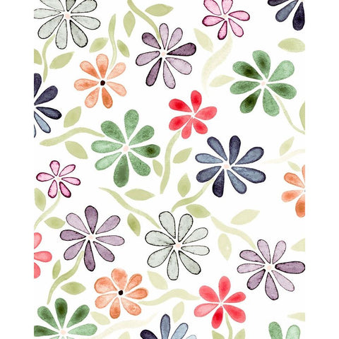 Faded Flowers I Black Modern Wood Framed Art Print with Double Matting by Galapon, Nikki