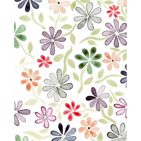 Faded Flowers II White Modern Wood Framed Art Print by Galapon, Nikki
