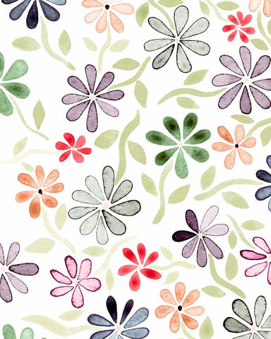 Faded Flowers II White Modern Wood Framed Art Print with Double Matting by Galapon, Nikki