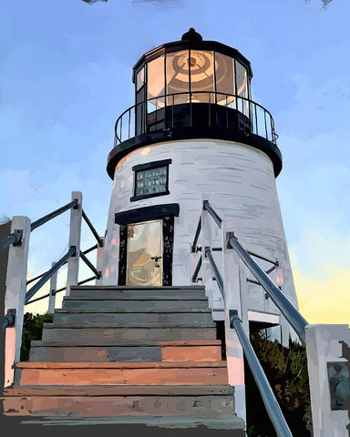 Maine Lighthouses I Black Ornate Wood Framed Art Print with Double Matting by Kalina, Emily
