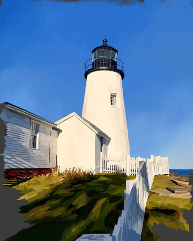 Maine Lighthouses II Black Ornate Wood Framed Art Print with Double Matting by Kalina, Emily