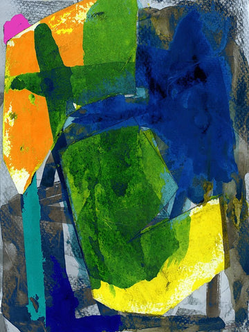 Brights Strokes I Black Ornate Wood Framed Art Print with Double Matting by Cartissi