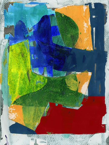 Brights Strokes II White Modern Wood Framed Art Print with Double Matting by Cartissi