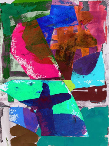 Brights Strokes III White Modern Wood Framed Art Print with Double Matting by Cartissi