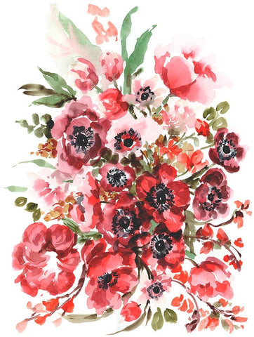 Icelandic Poppies II Black Ornate Wood Framed Art Print with Double Matting by Zwara, Ania