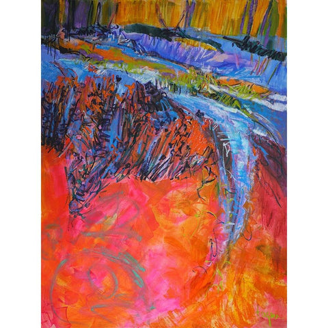Vibrant Flow I Black Modern Wood Framed Art Print with Double Matting by Fagan, Dorothy
