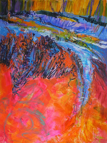 Vibrant Flow I White Modern Wood Framed Art Print with Double Matting by Fagan, Dorothy