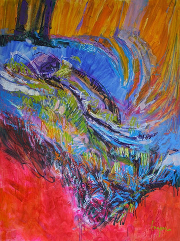 Vibrant Flow II White Modern Wood Framed Art Print with Double Matting by Fagan, Dorothy