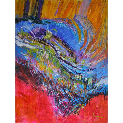 Vibrant Flow II Black Modern Wood Framed Art Print with Double Matting by Fagan, Dorothy