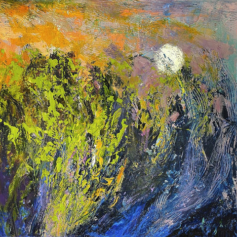 Marsh II Moonrise Black Ornate Wood Framed Art Print with Double Matting by Fagan, Dorothy