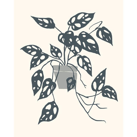 Growing Leaves I Black Modern Wood Framed Art Print by Wang, Melissa