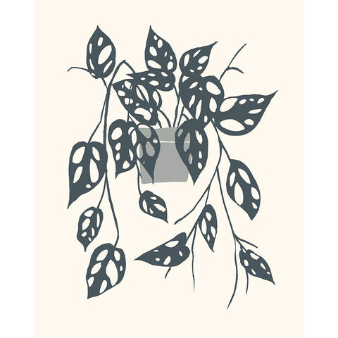 Growing Leaves V Black Modern Wood Framed Art Print by Wang, Melissa