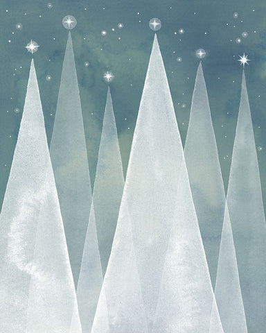 Mod Evergreens I Black Ornate Wood Framed Art Print with Double Matting by Popp, Grace