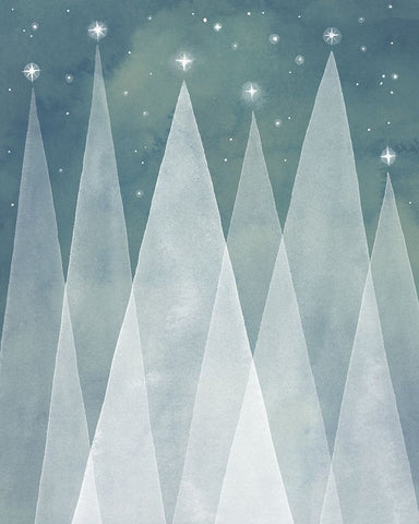 Mod Evergreens II White Modern Wood Framed Art Print with Double Matting by Popp, Grace