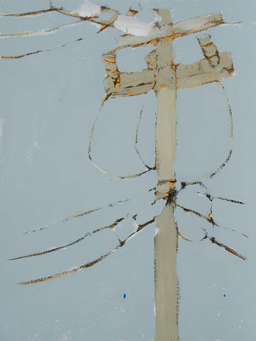Wires V White Modern Wood Framed Art Print with Double Matting by Ferrell, Erin McGee