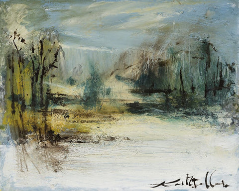 Wintery Horizon II White Modern Wood Framed Art Print with Double Matting by Ferrell, Erin McGee
