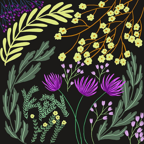 Botanical Play II White Modern Wood Framed Art Print with Double Matting by Moore, Regina