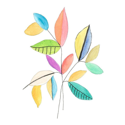 Color Pop Leaves I Gold Ornate Wood Framed Art Print with Double Matting by Legner, Gayle Martin