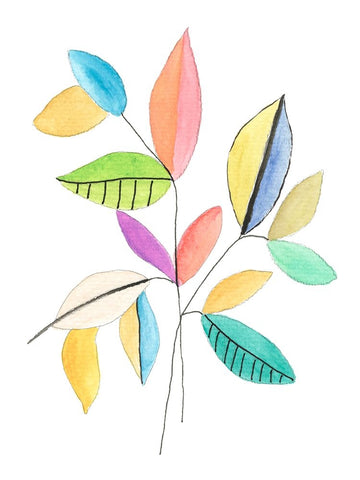 Color Pop Leaves I White Modern Wood Framed Art Print with Double Matting by Legner, Gayle Martin