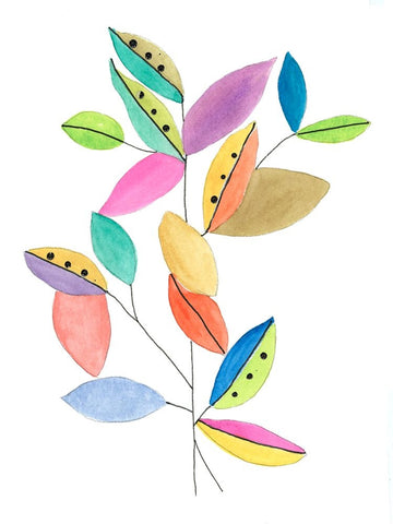 Color Pop Leaves II White Modern Wood Framed Art Print with Double Matting by Legner, Gayle Martin