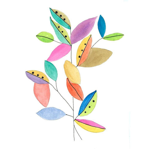 Color Pop Leaves II White Modern Wood Framed Art Print by Legner, Gayle Martin