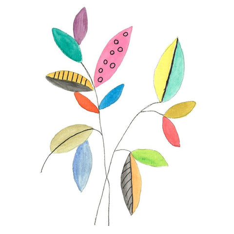 Color Pop Leaves III White Modern Wood Framed Art Print by Legner, Gayle Martin
