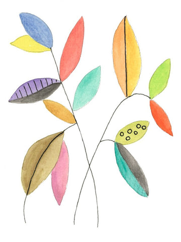 Color Pop Leaves IV White Modern Wood Framed Art Print with Double Matting by Legner, Gayle Martin