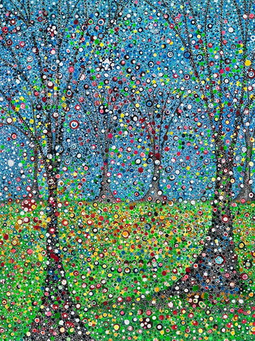 Phosphene White Modern Wood Framed Art Print with Double Matting by Dignan, Lawrie