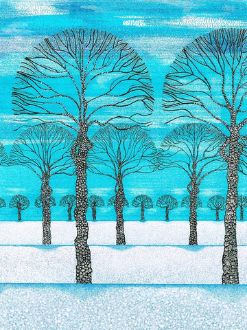 Woodland Season Winter Black Ornate Wood Framed Art Print with Double Matting by Dignan, Lawrie