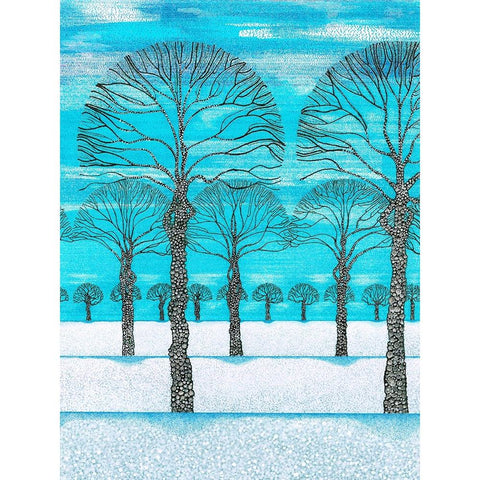 Woodland Season Winter Black Modern Wood Framed Art Print by Dignan, Lawrie