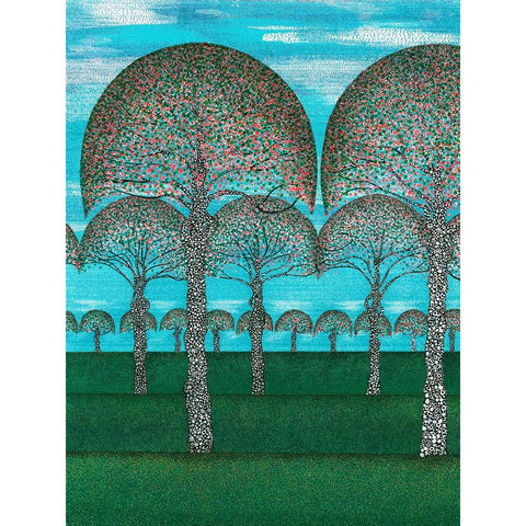 Woodland Season Spring White Modern Wood Framed Art Print by Dignan, Lawrie