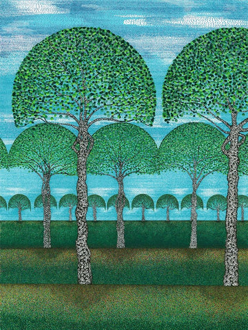 Woodland Season Summer White Modern Wood Framed Art Print with Double Matting by Dignan, Lawrie