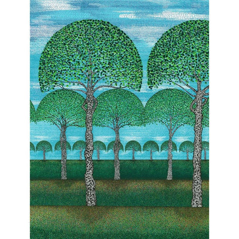 Woodland Season Summer Black Modern Wood Framed Art Print with Double Matting by Dignan, Lawrie