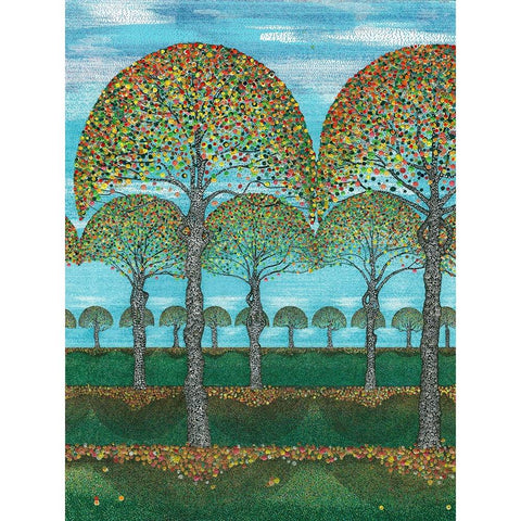 Woodland Season Fall Gold Ornate Wood Framed Art Print with Double Matting by Dignan, Lawrie