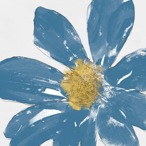 A Blue Greeting I Black Ornate Wood Framed Art Print with Double Matting by Saunders, Alonzo