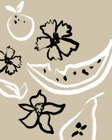 Summer Bounty I White Modern Wood Framed Art Print with Double Matting by Sizemore, Natalie