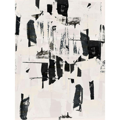 Tiles And Texture Abstract Angles VI Black Modern Wood Framed Art Print with Double Matting by Cartissi