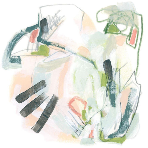 String Map I White Modern Wood Framed Art Print by Vess, June Erica