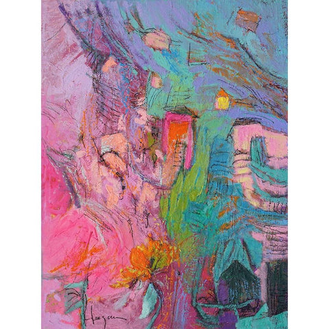My Pink House White Modern Wood Framed Art Print by Fagan, Dorothy